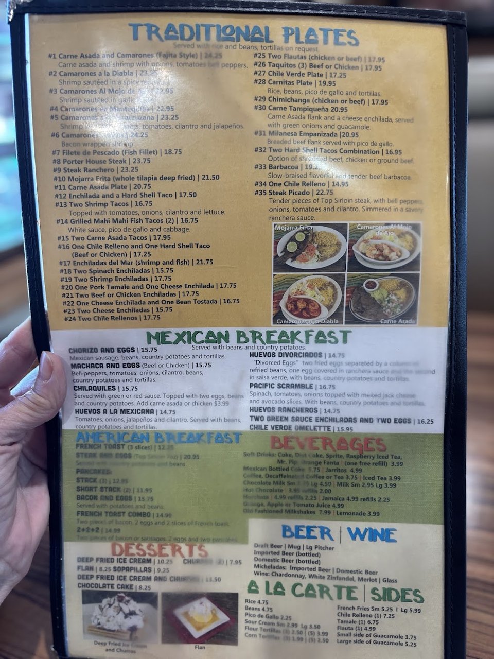 Guacamole, quesadillas, and fajitas on the menu.